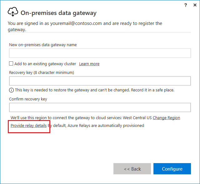 Select Provide Relay details.