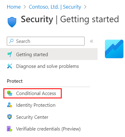 Screenshot showing the Conditional Access option.