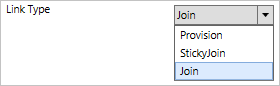 Screenshot that shows the "Link Type" drop-down menu open.