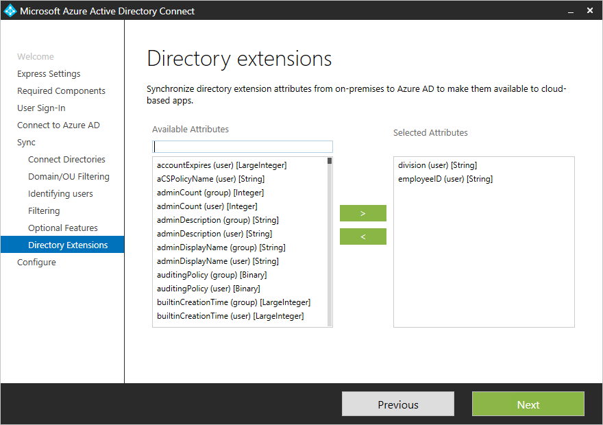 Schema extension wizard