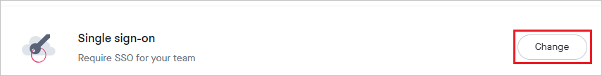Screenshot shows the Change button for Single sign-on.