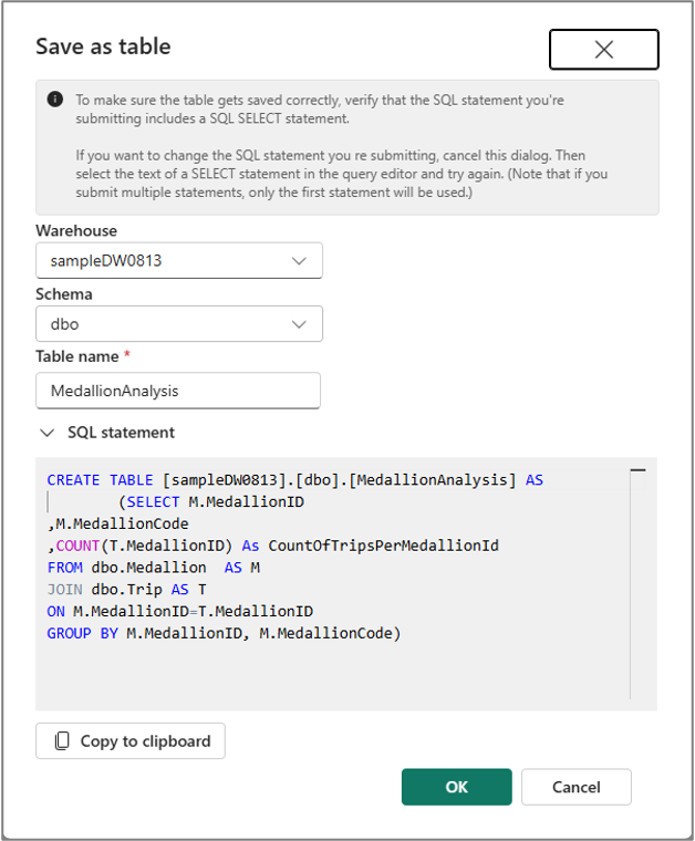 Screenshot on how to save a table as dialog.