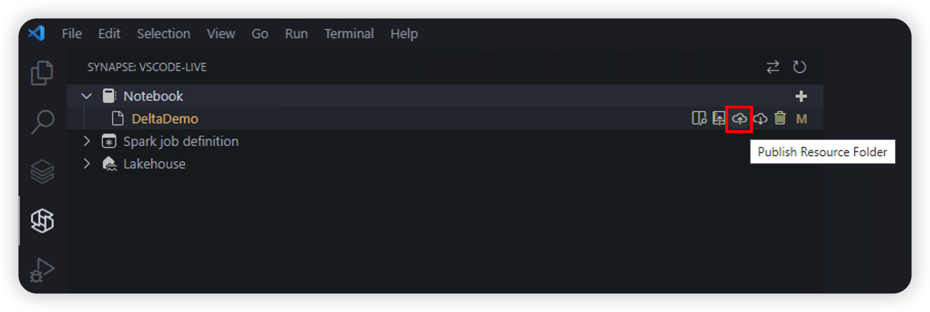 Screenshot of upload notebook resource in VS Code.