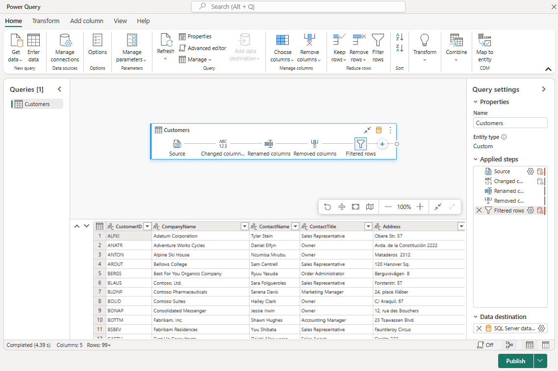 Screenshot showing a sample dataflow.