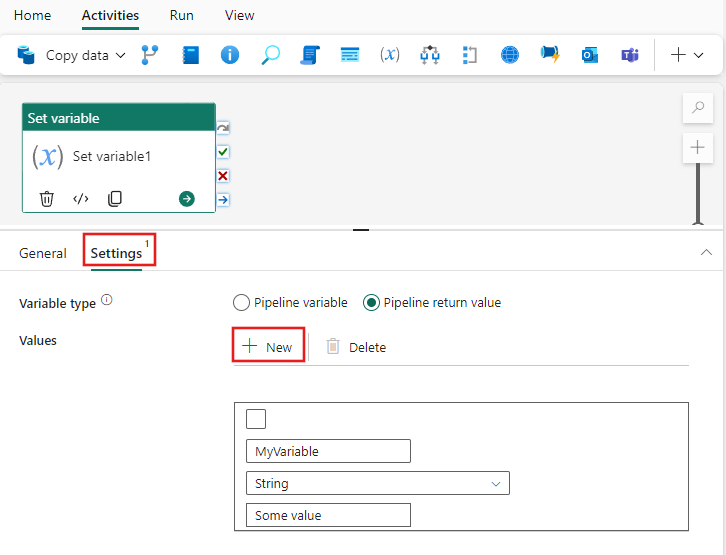 Screenshot showing the Append variable activity settings tab, highlighting the tab.