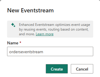 Screenshot that shows the New Eventstream window.