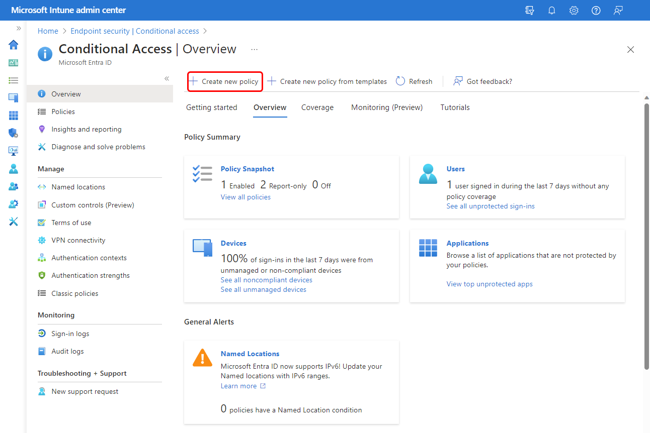 Create a new Conditional Access policy