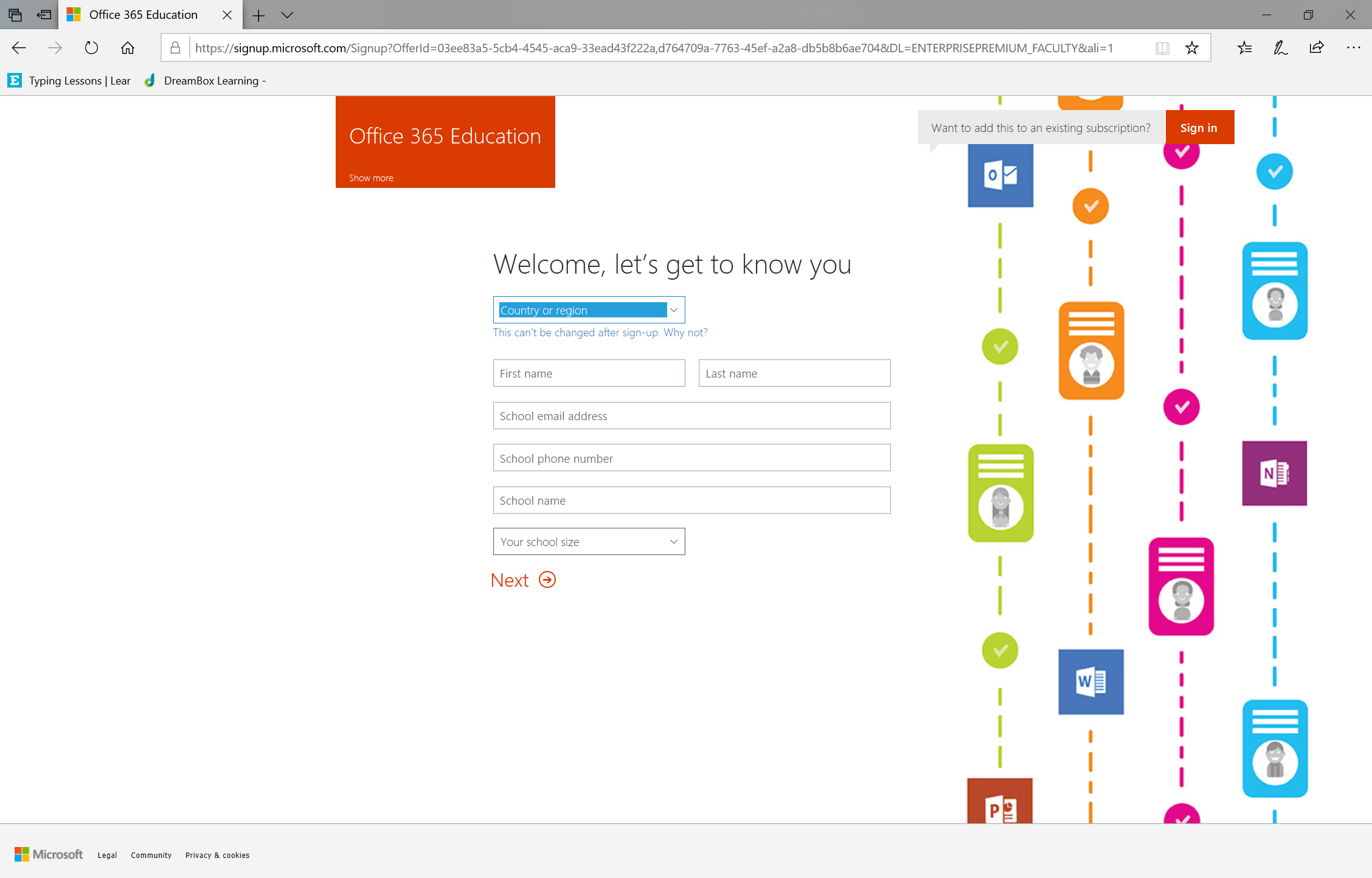 Create your Office tenant dialog box.