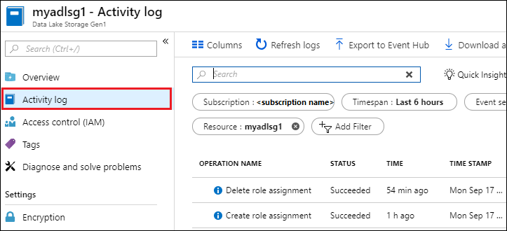 Activity log