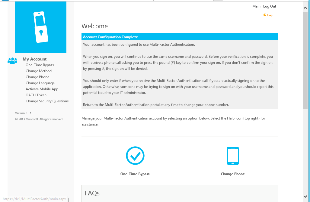 Manage your MFA Server account using the user portal