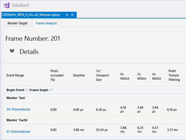 The details table and some playback variants.