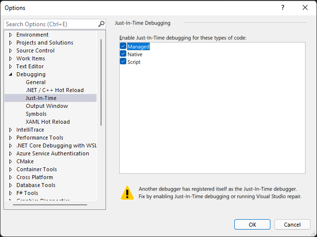 Enable or disable JIT debugging