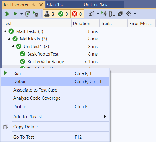 Screenshot that shows test execution details.