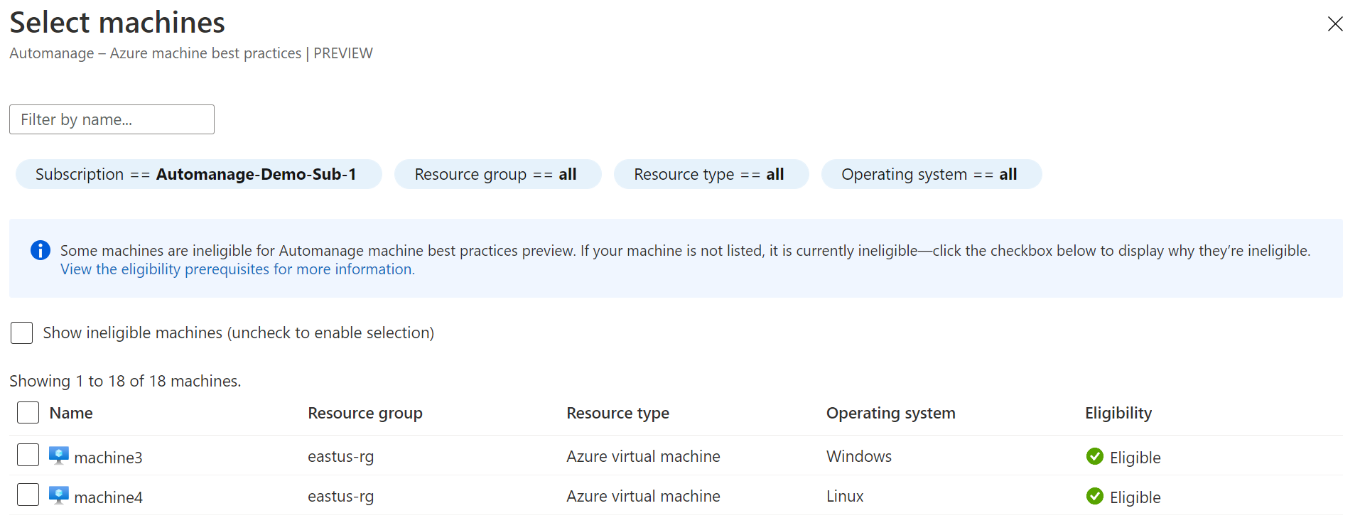 Select existing VM from list of available VMs.