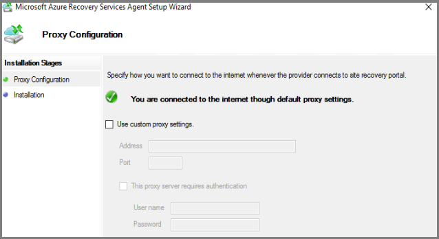 Proxy configuration