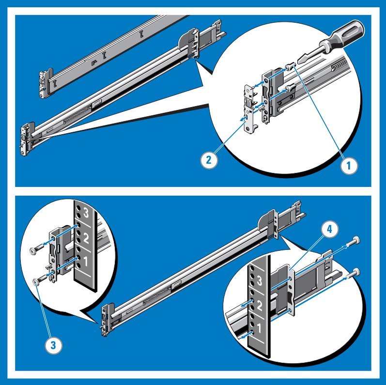 Install and remove tooled rails 2