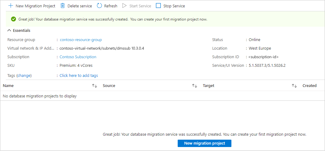 Migration service created