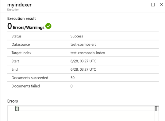 Indexer execution details