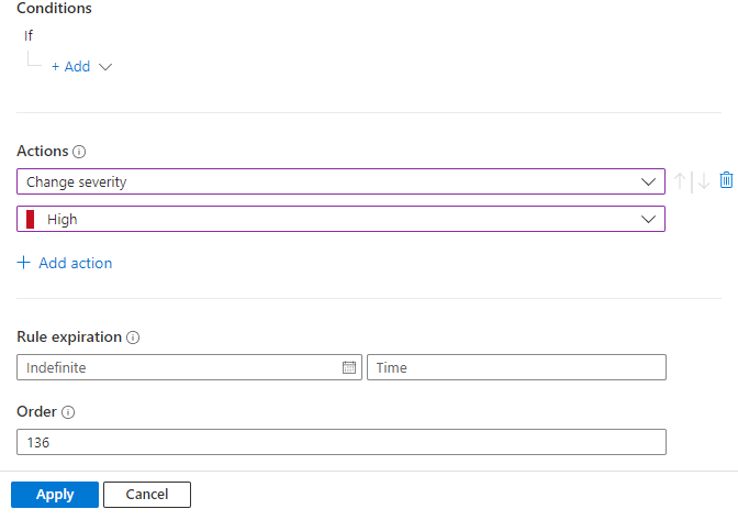 Screenshot of creating new automation rule without adding conditions.