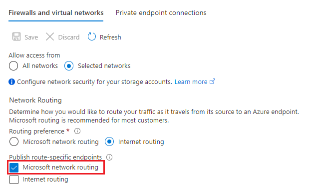 Microsoft network routing option