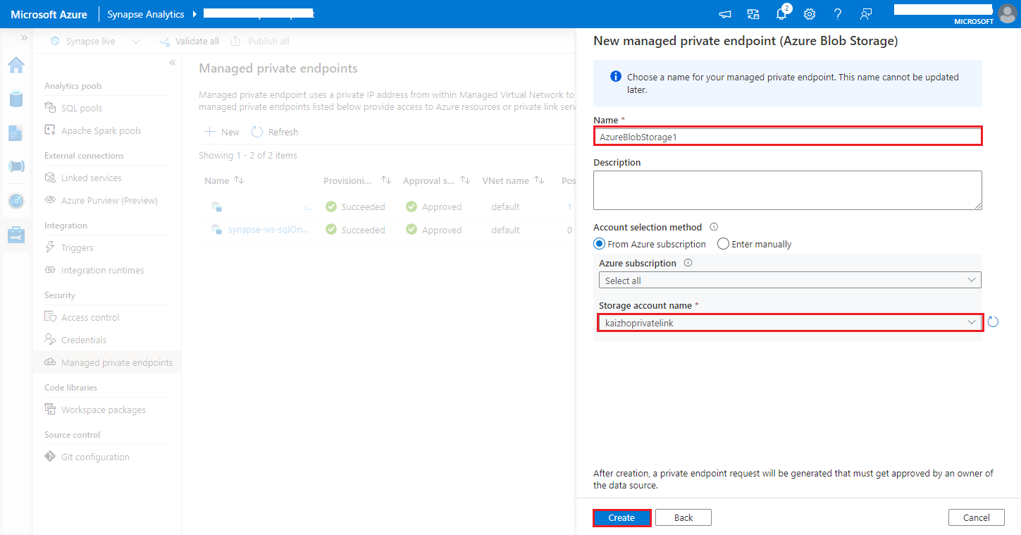 Create managed private endpoint 2