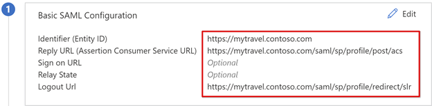 Screenshot of Basic SAML Configuration input for Identifier, Reply URL, Sign on URL, and so on.