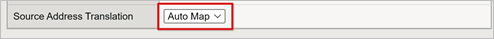 Screenshot of the Source Address Translation option.