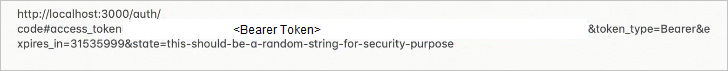 Screenshot showing a long U R L. Part of the address is indecipherable but is highlighted and labeled Bearer token.