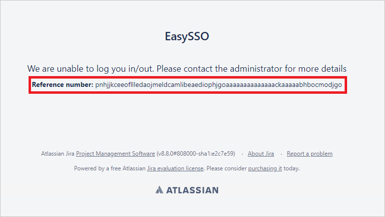 EasySSO failure screen