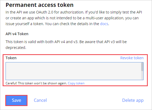 Permanent access token