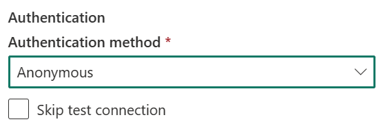 Screenshot showing the anonymous authentication method.