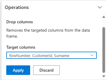 Screenshot shows dropping columns in Data Wrangler.