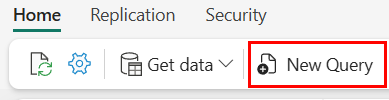Screenshot from the Fabric portal shows the New Query button.
