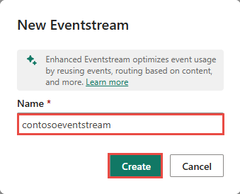 A screenshot of creating a new eventstream.