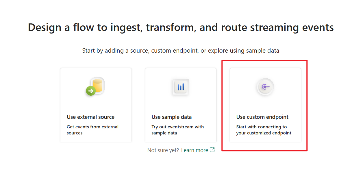 Screenshot that shows selecting the option of using a custom endpoint.