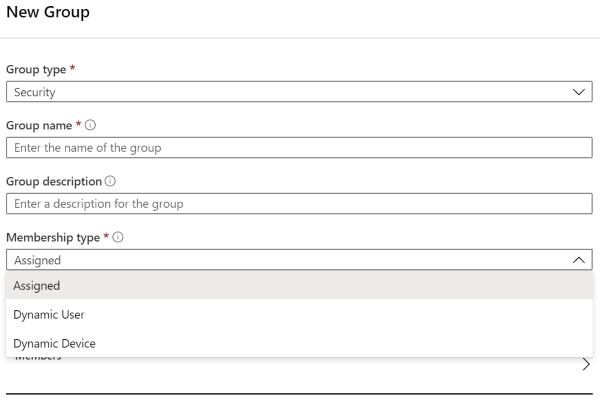 Screenshot that shows Intune group properties.