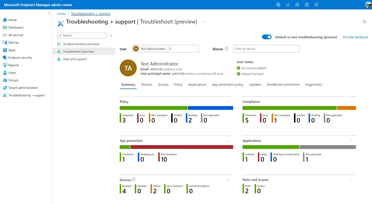 Intune troubleshooting dashboard