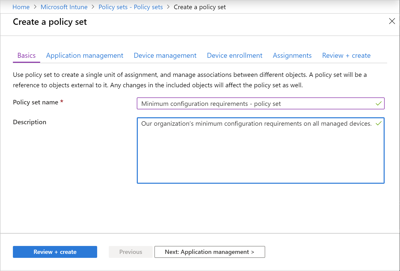 Create policy set - Basics