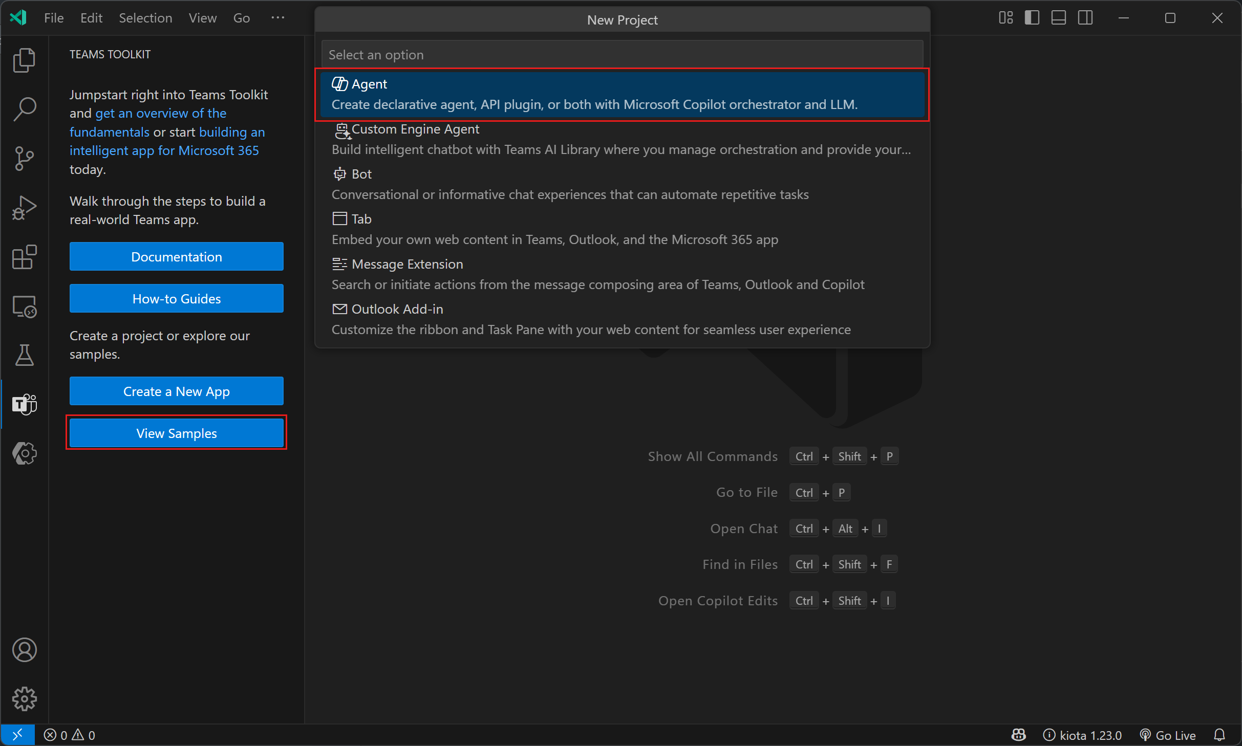 A screenshot of the Teams Toolkit interface