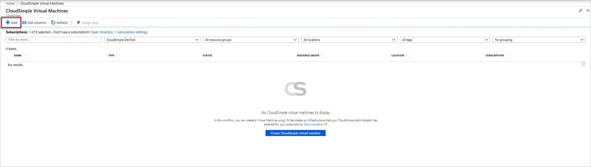 Create CloudSimple virtual machine