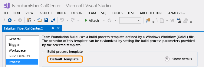 Choose build process template - TFS 2013