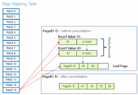 Diagram showing the memory-optimized page mapping table.