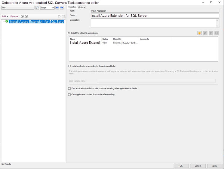 Screenshot showing a task sequence being edited in Configuration Manager.