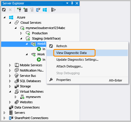 View diagnostics data