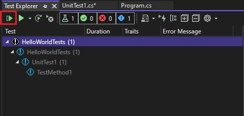 Run unit tests in Test Explorer