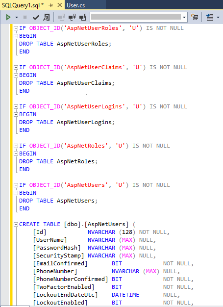 Screenshot of refreshing the Server Explorer window to create five new tables in the database.