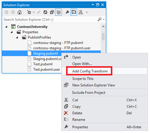 Add Config Transform for staging