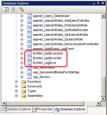 Screenshot that shows how the S Q L Error Log provider uses three stored procedures.