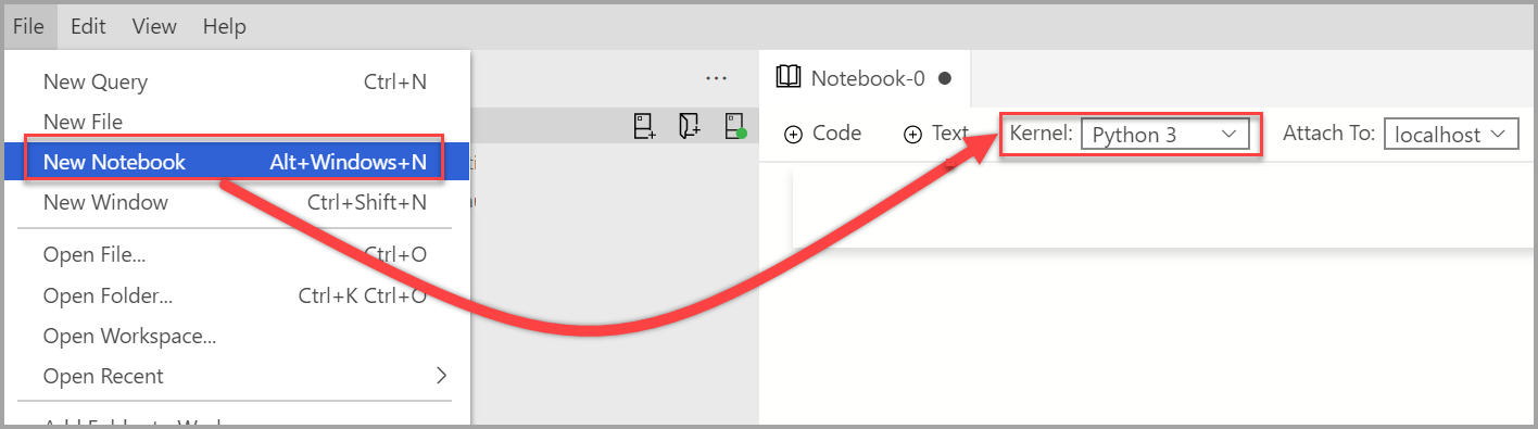 Screenshot of a new notebook.