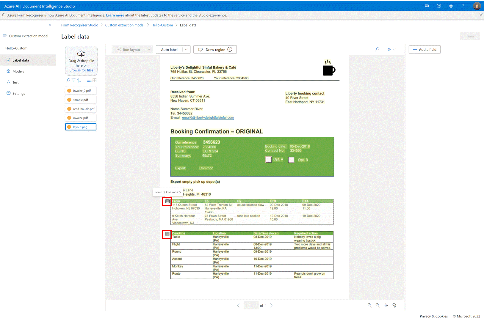 Animated screenshot showing auto table labeling in Studio.